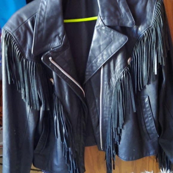 Jackets & Blazers - Women’s Rare  Vintage leather Concho fringe cropped jacket